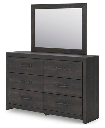 Delmorta  Panel Bed, Dresser And Mirror