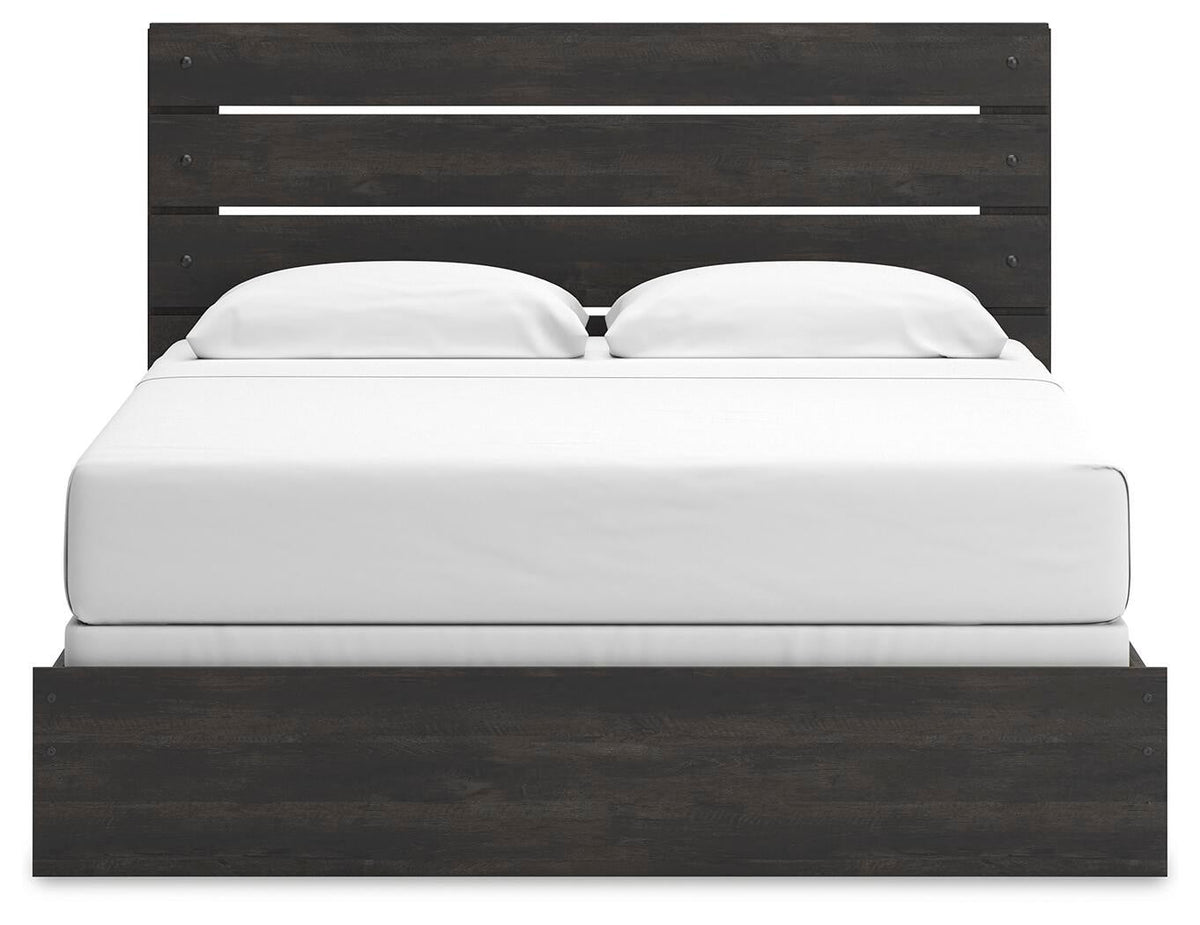 Delmorta  Panel Bed, Dresser And Mirror