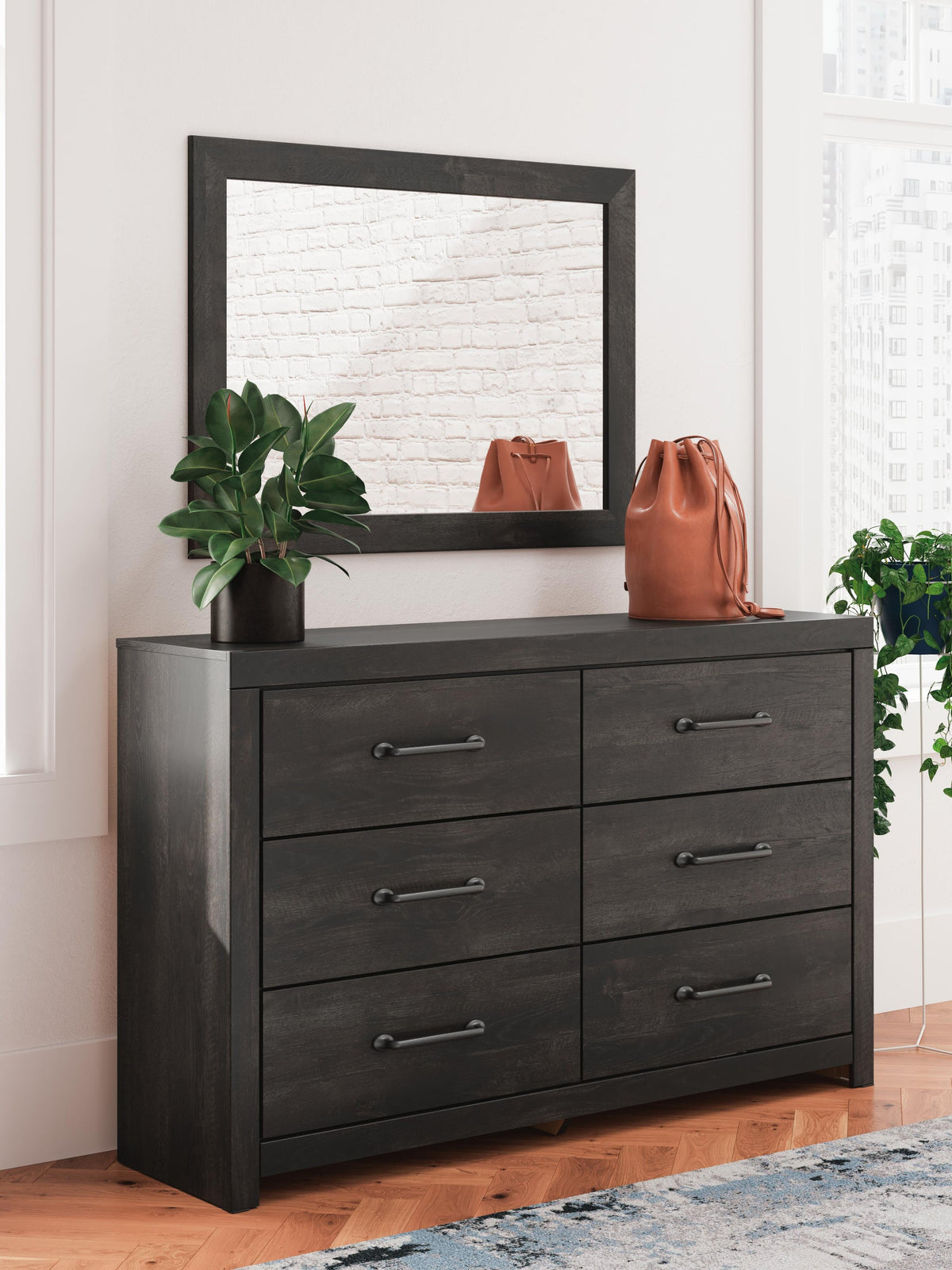 Delmorta  Panel Bed, Dresser And Mirror