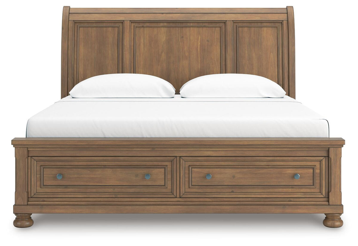 Vandenmore  Storage Sleigh Bed With Mirrored Dresser