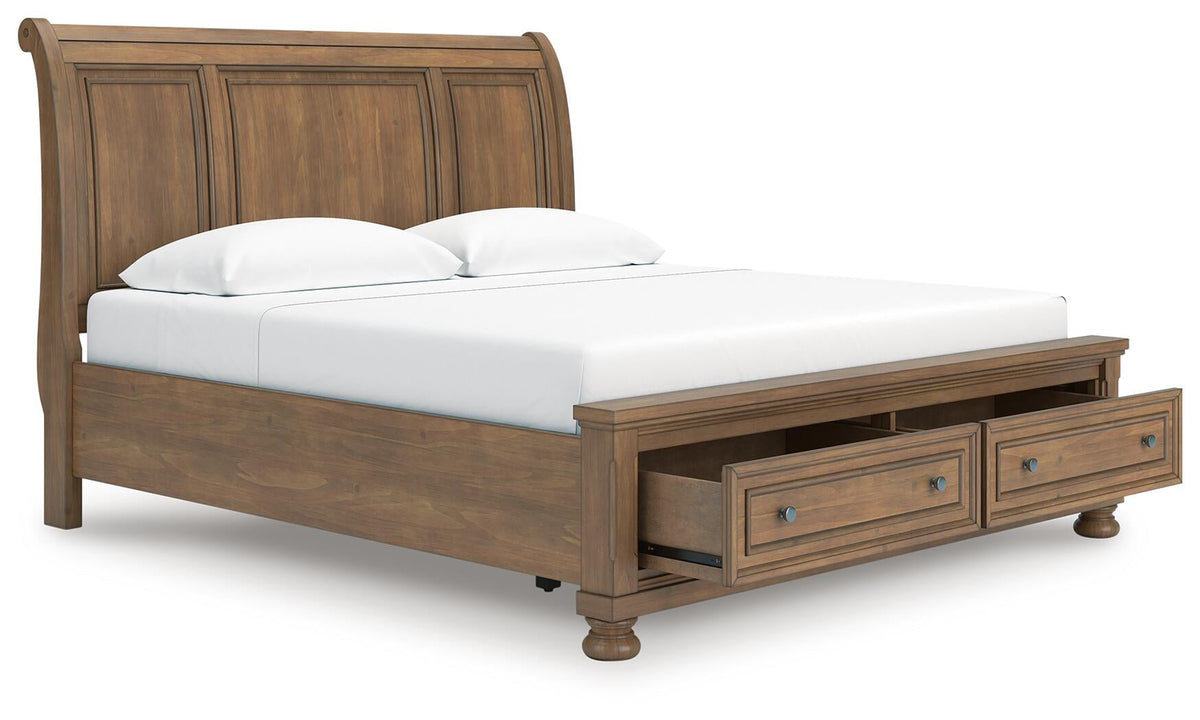 Vandenmore  Storage Sleigh Bed With Mirrored Dresser