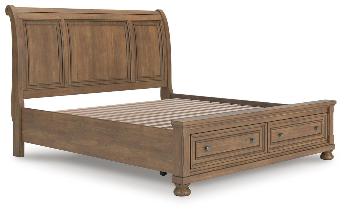 Vandenmore  Storage Sleigh Bed With Mirrored Dresser