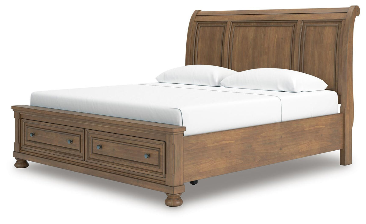 Vandenmore  Storage Sleigh Bed With Mirrored Dresser