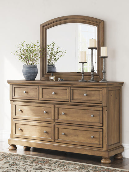 Vandenmore  Storage Sleigh Bed With Mirrored Dresser