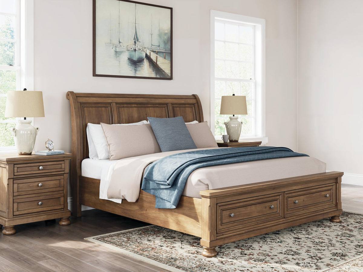 Vandenmore  Storage Sleigh Bed With Mirrored Dresser