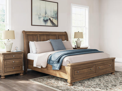 Vandenmore  Storage Sleigh Bed With Mirrored Dresser