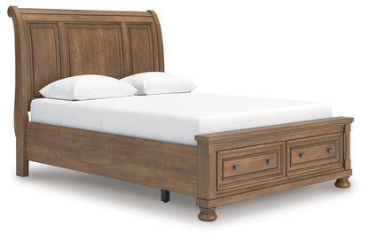 Vandenmore  Storage Sleigh Bed With Mirrored Dresser And Nightstand