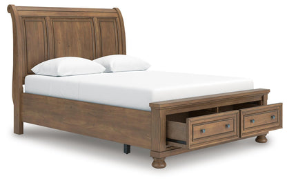 Vandenmore  Storage Sleigh Bed With Mirrored Dresser And Nightstand