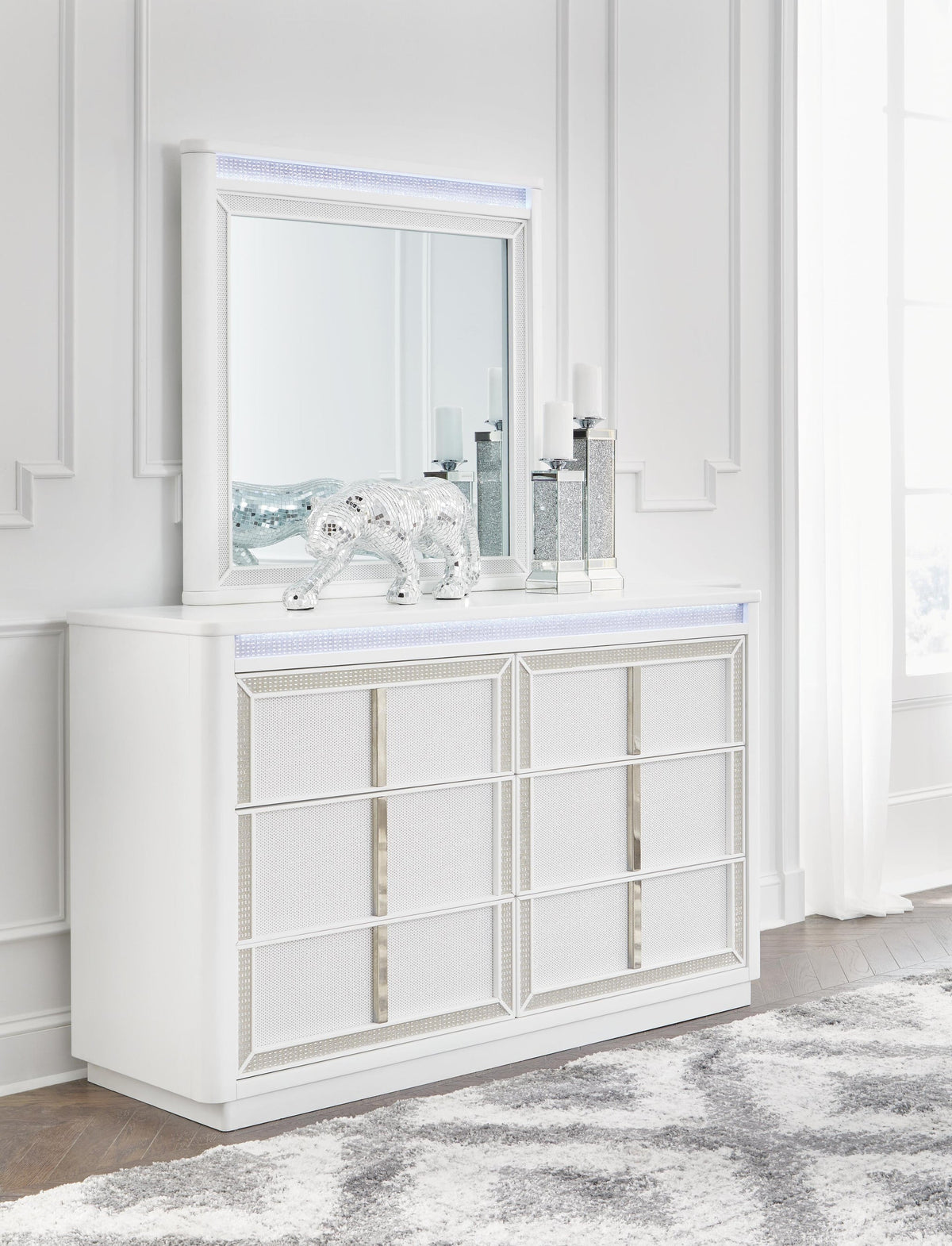Chalanna  Upholstered Storage Bed, Dresser, Mirror And Nightstand