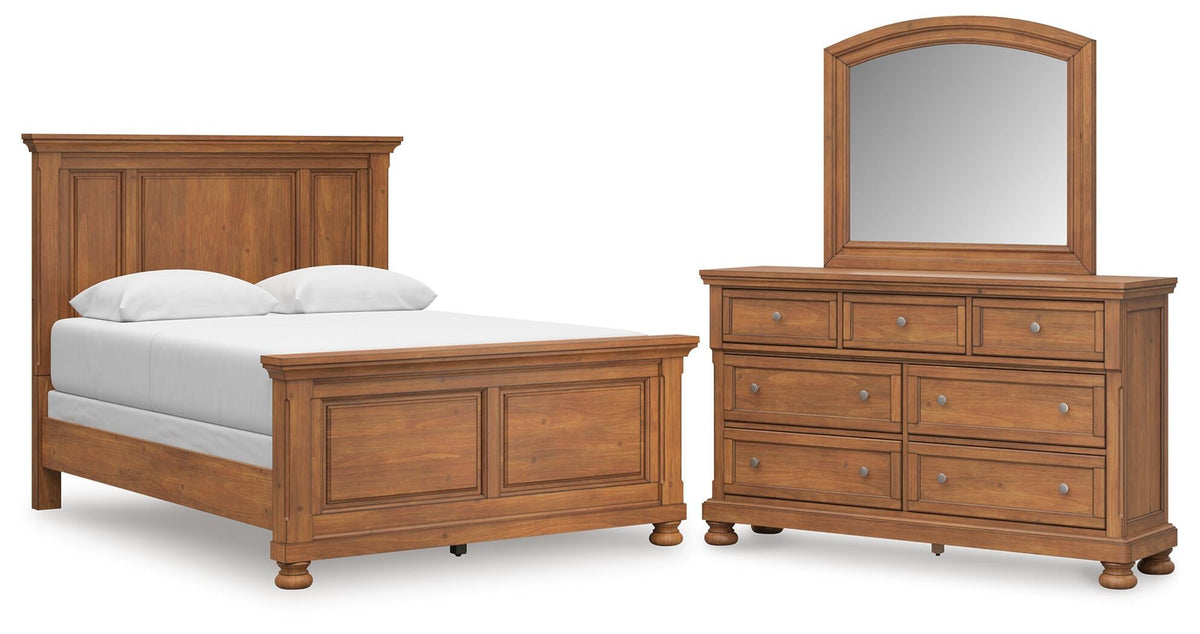 Vandenmore  Panel Bed With Mirrored Dresser