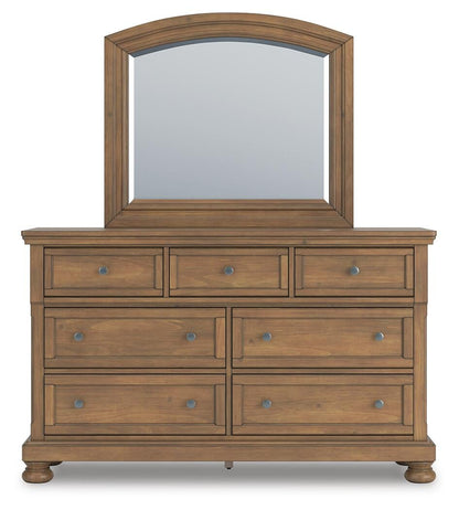 Vandenmore California  Panel Bed With Mirrored Dresser