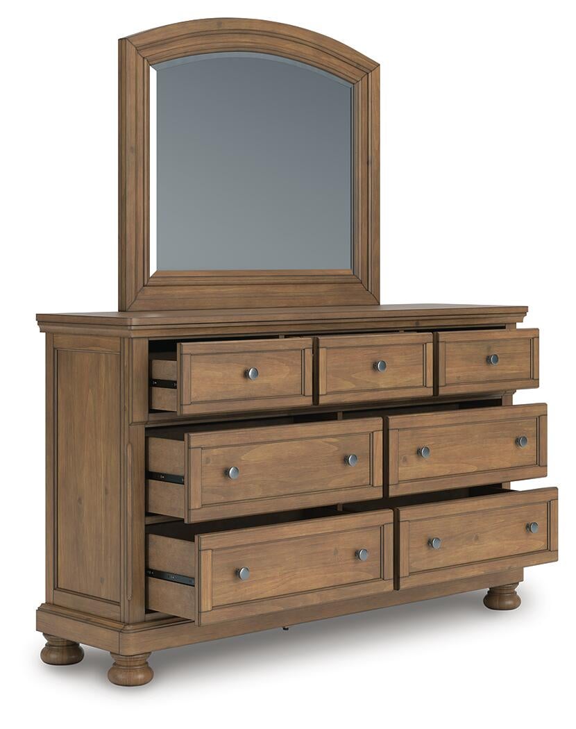 Vandenmore  Panel Bed With Mirrored Dresser And Nightstand