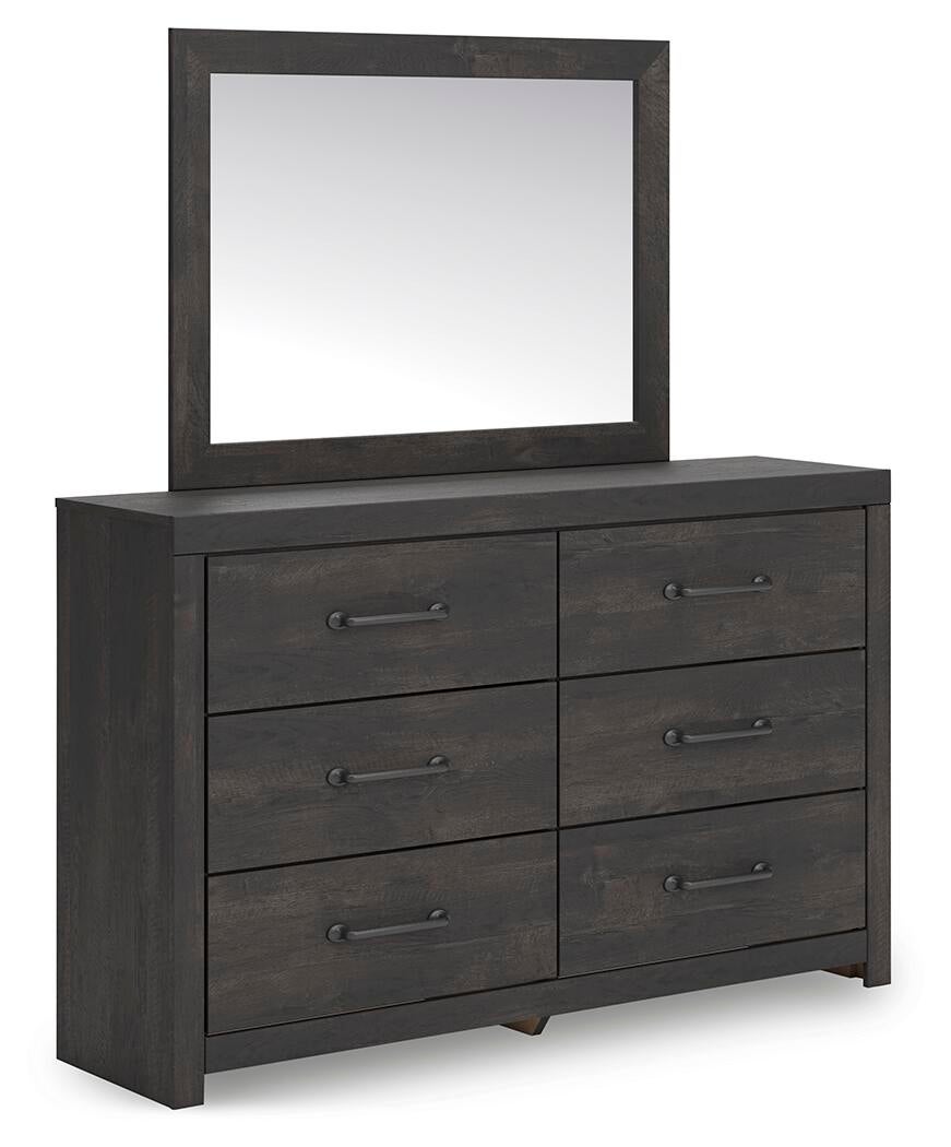Delmorta  Panel Bed, Dresser And Mirror