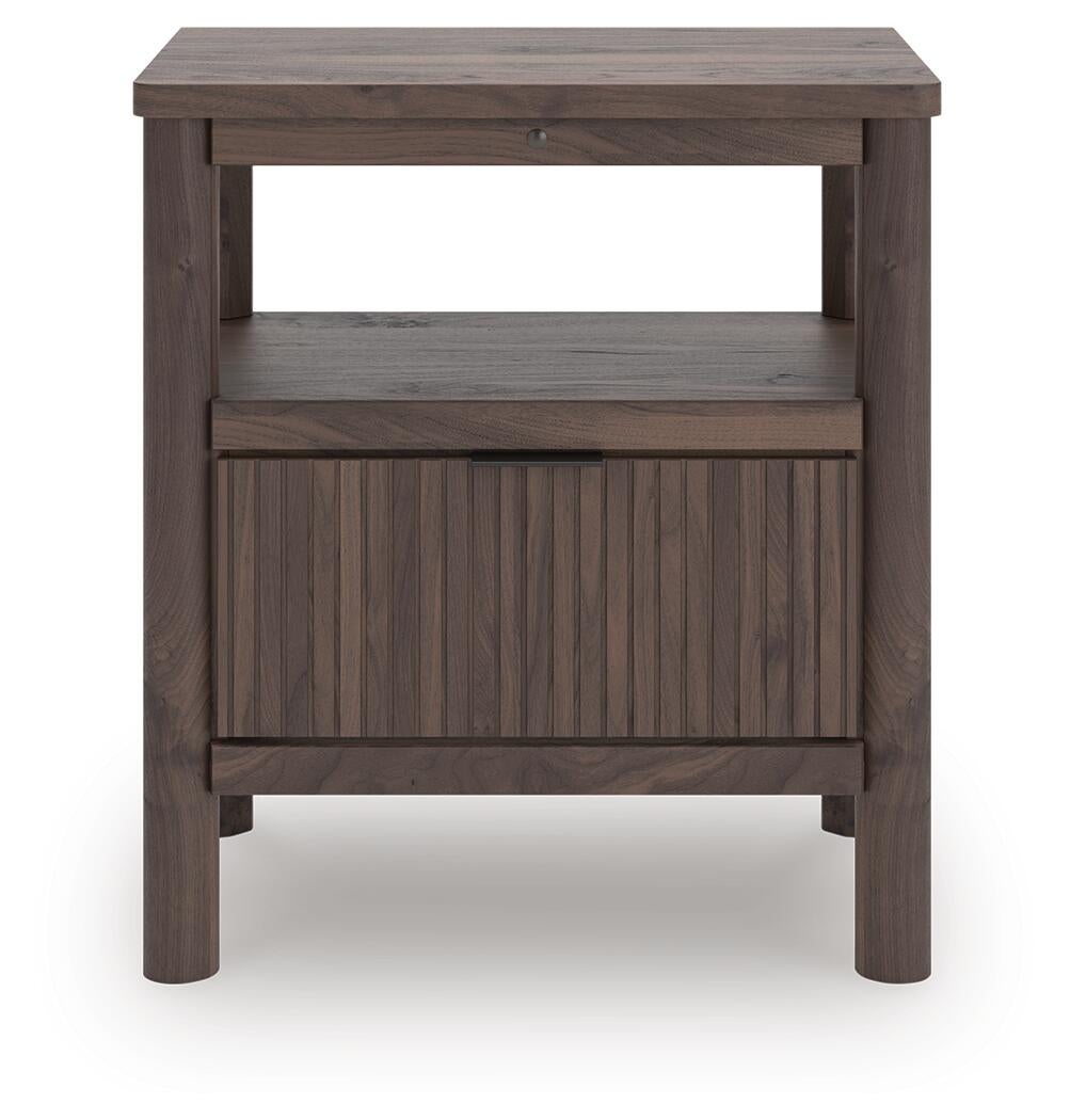 Cadmori  Upholstered Panel Platform Bed, Dresser, Mirror And Nightstand