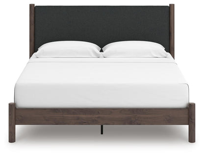Cadmori  Upholstered Panel Platform Bed, Dresser, Mirror And Nightstand