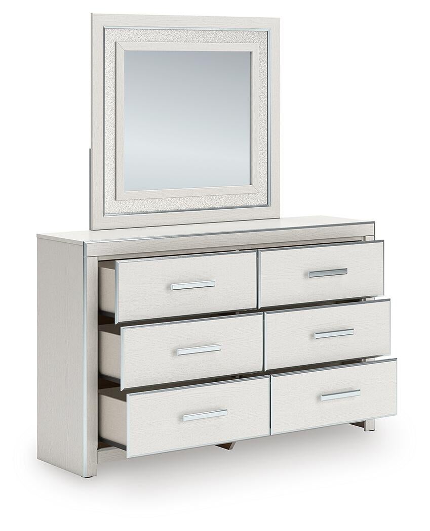 Birmonton  Upholstered Panel Platform Storage Bed, Dresser, Mirror And Nightstand