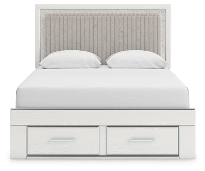 Birmonton  Upholstered Panel Platform Storage Bed, Dresser, Mirror And Nightstand