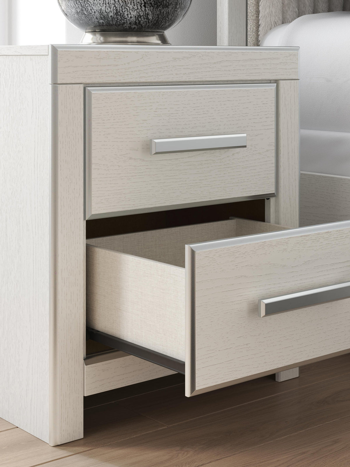 Birmonton  Upholstered Panel Platform Storage Bed, Dresser, Mirror And Nightstand