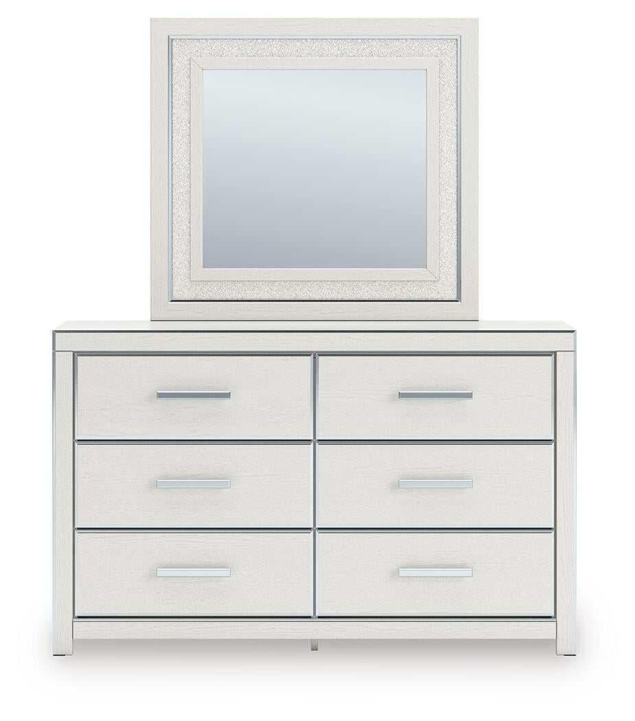 Birmonton  Upholstered Panel Platform Storage Bed, Dresser And Mirror