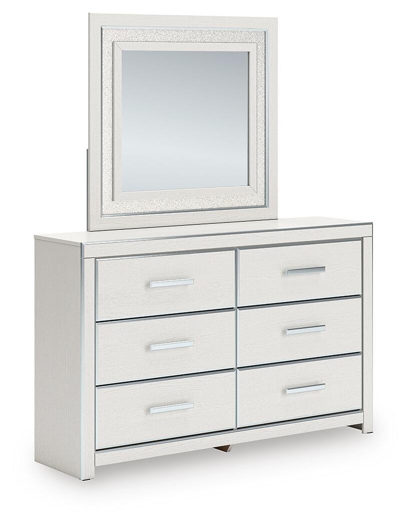 Birmonton  Upholstered Panel Platform Storage Bed, Dresser And Mirror