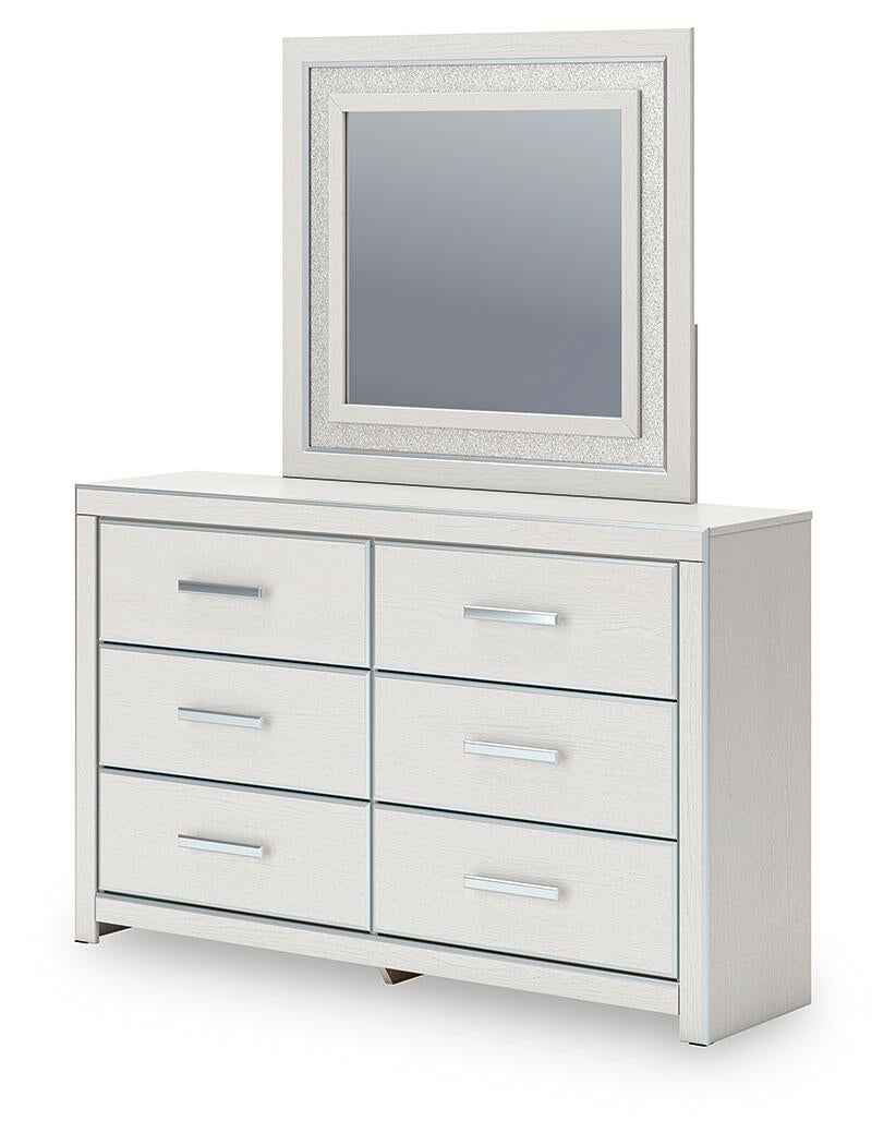 Birmonton  Upholstered Panel Platform Storage Bed, Dresser And Mirror
