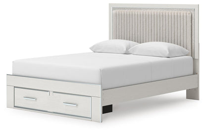 Birmonton  Upholstered Panel Platform Storage Bed, Dresser And Mirror