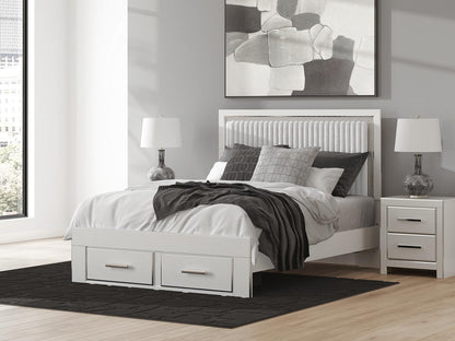 Birmonton  Upholstered Panel Platform Storage Bed, Dresser And Mirror