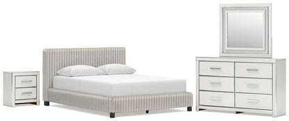 Birmonton  Upholstered Bed, Dresser, Mirror And Nightstand