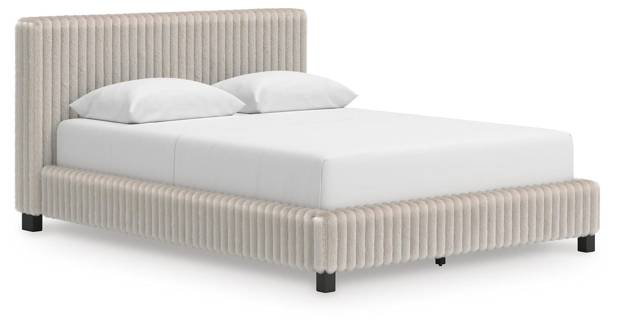 Birmonton  Upholstered Bed, Dresser, Mirror And Nightstand