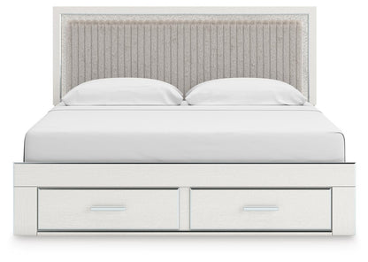 Birmonton  Upholstered Panel Platform Storage Bed, Dresser, Mirror And Nightstand