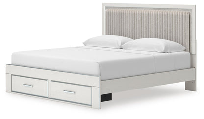 Birmonton  Upholstered Panel Platform Storage Bed, Dresser, Mirror And Nightstand