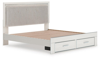 Birmonton  Upholstered Panel Platform Storage Bed, Dresser, Mirror And Nightstand