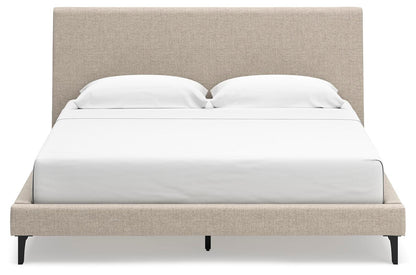 Cielden  Upholstered Bed With Roll Slats, Dresser And Mirror