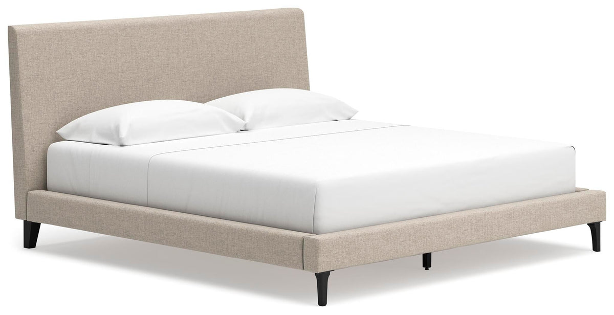 Cielden  Upholstered Bed With Roll Slats, Dresser And Mirror