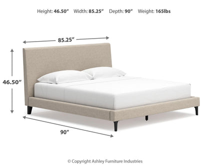 Cielden  Upholstered Bed With Roll Slats, Dresser And Mirror