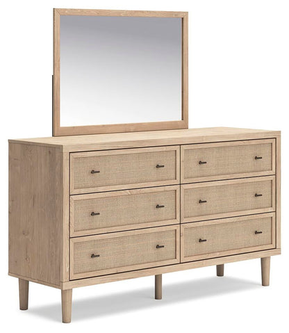 Cielden  Upholstered Bed With Roll Slats, Dresser, Mirror And Nightstand
