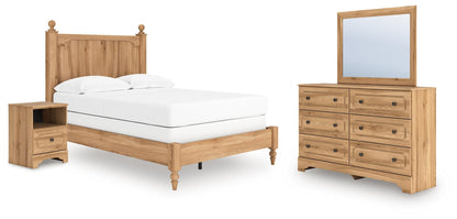 Galletyn  Panel Bed With Mirrored Dresser And Nightstand