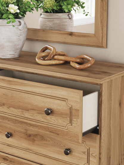 Galletyn  Panel Bed With Mirrored Dresser And Nightstand