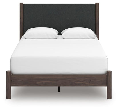 Cadmori  Upholstered Panel Platform Bed, Dresser, Mirror And Nightstand