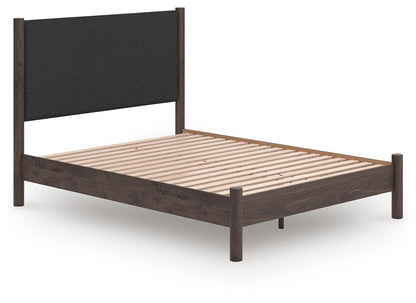 Cadmori  Upholstered Panel Platform Bed, Dresser, Mirror And Nightstand