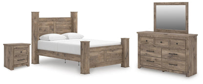 Keithland  Poster Bed With Mirrored Dresser And Nightstand