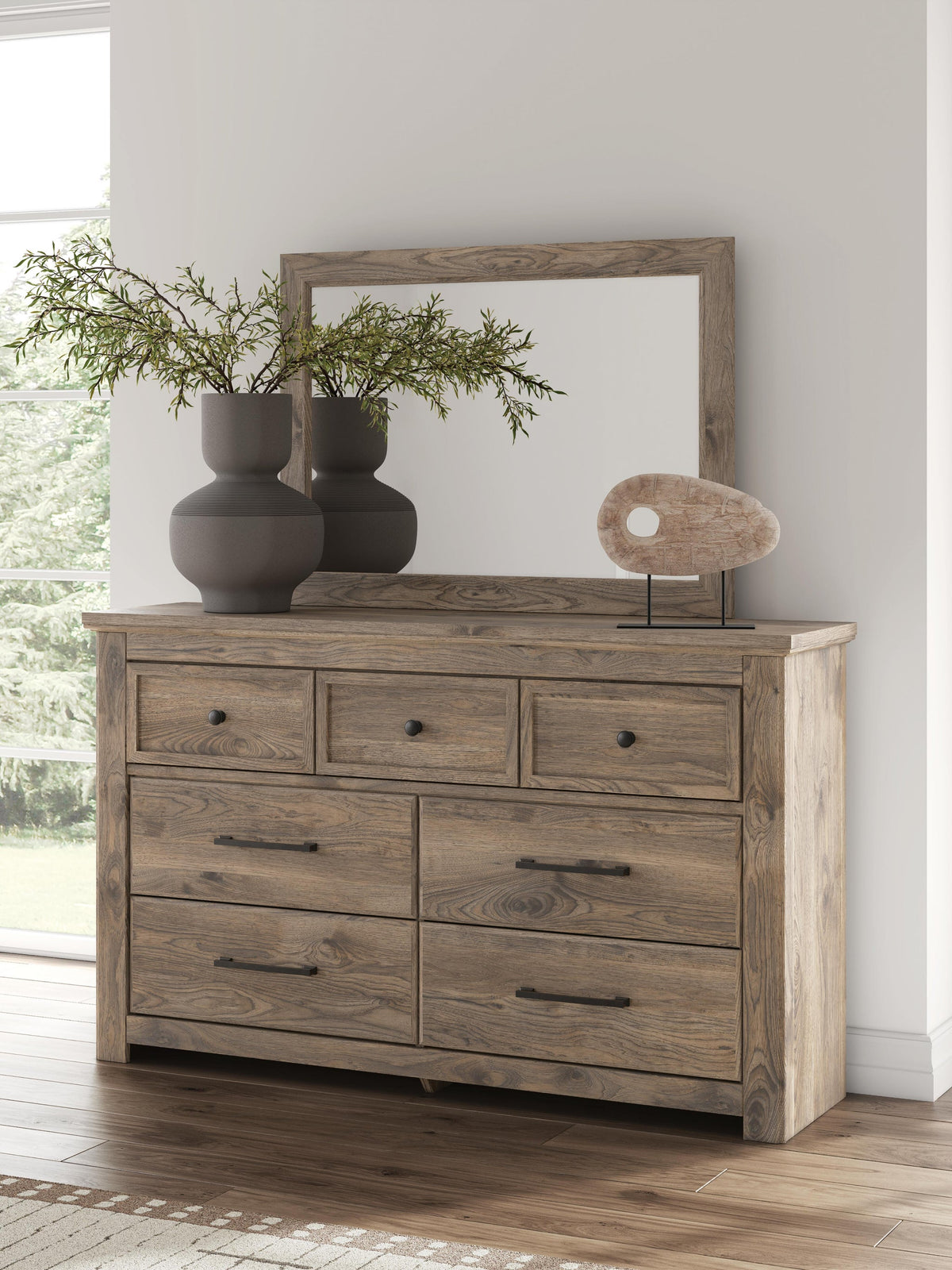 Keithland  Panel Bed With Mirrored Dresser And Nightstand