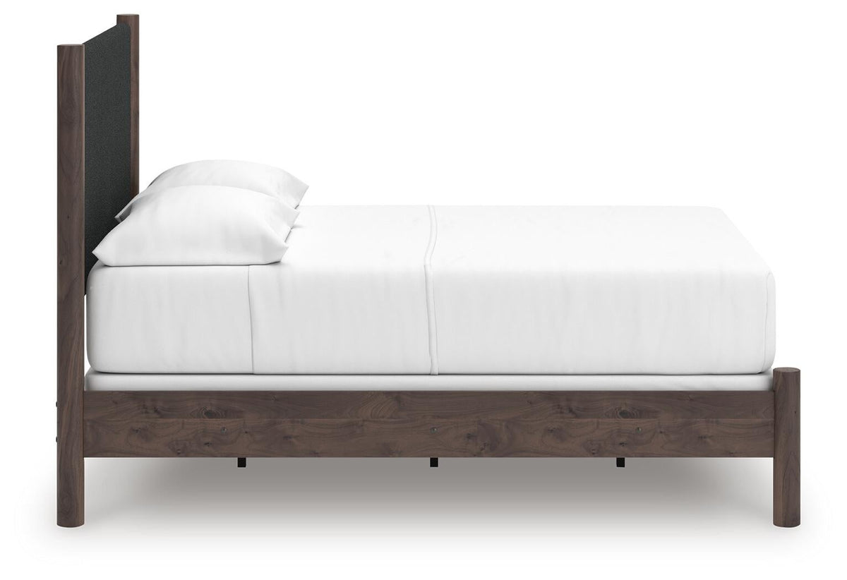 Cadmori  Upholstered Panel Bed, Dresser And Mirror