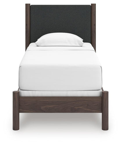 Cadmori  Upholstered Panel Bed, Dresser And Mirror
