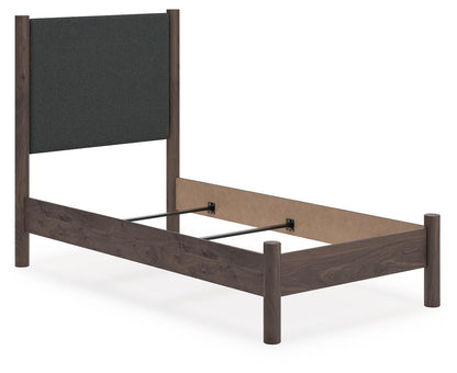 Cadmori  Upholstered Panel Bed, Dresser And Mirror