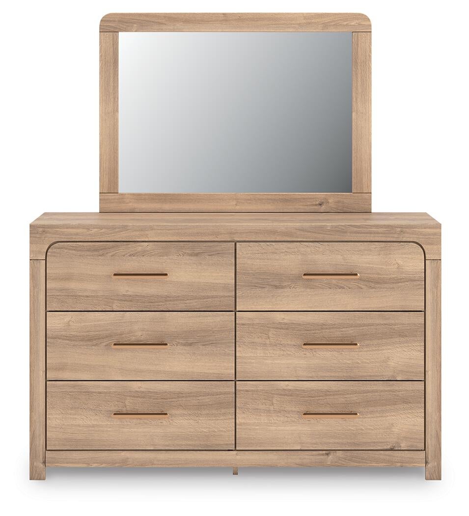 Hollymount  Upholstered Panel Bed, Dresser, Mirror And Nightstand