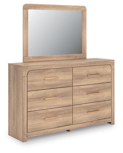 Hollymount  Upholstered Panel Bed, Dresser, Mirror And Nightstand