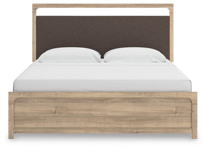 Hollymount  Upholstered Panel Bed, Dresser, Mirror And Nightstand