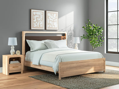 Hollymount  Upholstered Panel Bed, Dresser, Mirror And Nightstand