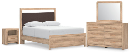 Hollymount  Upholstered Platform Bed, Dresser, Mirror And Nightstand